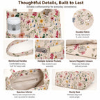 ZippyLiva Floral Corduroy Tote Bag - College Bags for Girls Stylish