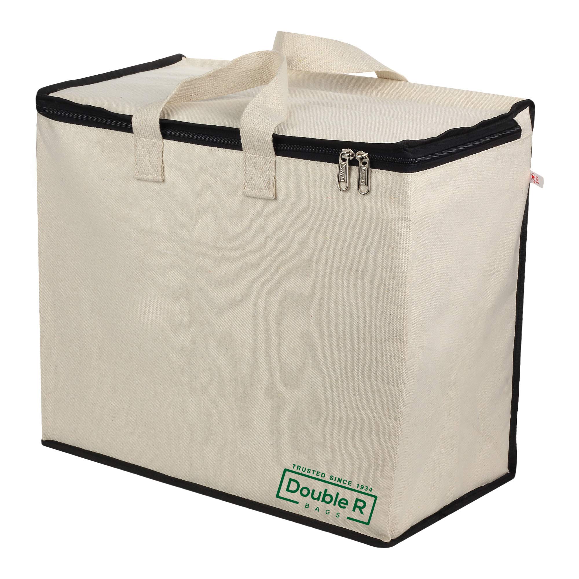 DOUBLE R BAGS Big Eco Cotton Canvas Shopping Bags for Carry Milk Grocery Fruits Vegetable Bag with Shopping Covers Zip Bags (Pack of 8)