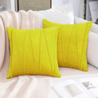 Khooti Velvet Striped Cushion Cover Pack of 1-28X28/71X71 Cm | Lemon Yellow | Soft Pillow Covers Cushion Case for Sofa Bedroom Living Room Chair Car, Cushion Cover with Zig Zag Pattern