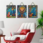 Artvibes Nature Theme Wall Decor Wooden Art Decoration Item for Living Room | Room Wall Art | Wood Decorative Items | Modern Decoration | Aesthetic Wooden Decor | Ideal Gifts (WH_9613N), Set of 3