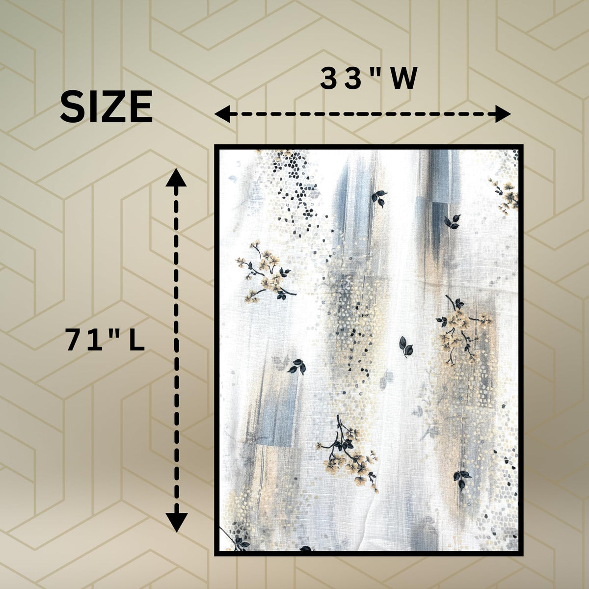 FAHABO Scarf Woman Floral Print Premium Mal Mal Textured Cotton Scarves with Tassels | Hijab Scarf | Headscarf | Neck Scarf | Stoles | Wraps | Size 71 L x 33 W (Elegance Grey, Yellow)