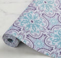Dribble (45cm X 500cm) Eva Shelf Liner Mat Roll, Non Slip Drawer & Cabinet Liner for Kitchen, Waterproof Oilproof Washable Fridge Mat, Anti Skid Multipurpose Mat (Purple/Green Mandala Art) Kafalo