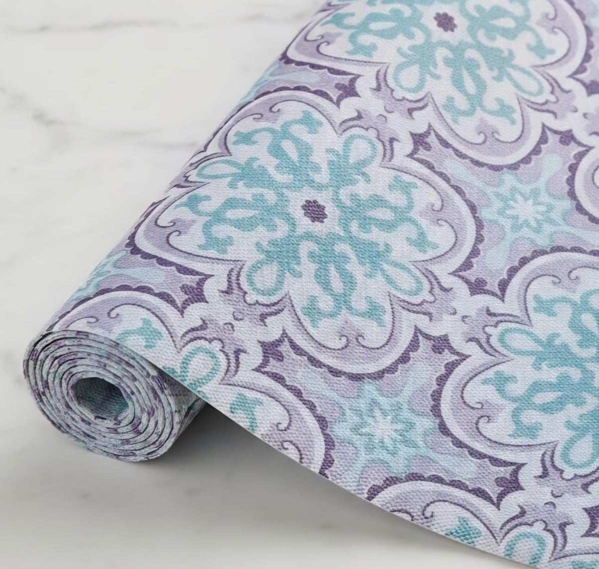 Dribble (45cm X 500cm) Eva Shelf Liner Mat Roll, Non Slip Drawer & Cabinet Liner for Kitchen, Waterproof Oilproof Washable Fridge Mat, Anti Skid Multipurpose Mat (Purple/Green Mandala Art) Kafalo