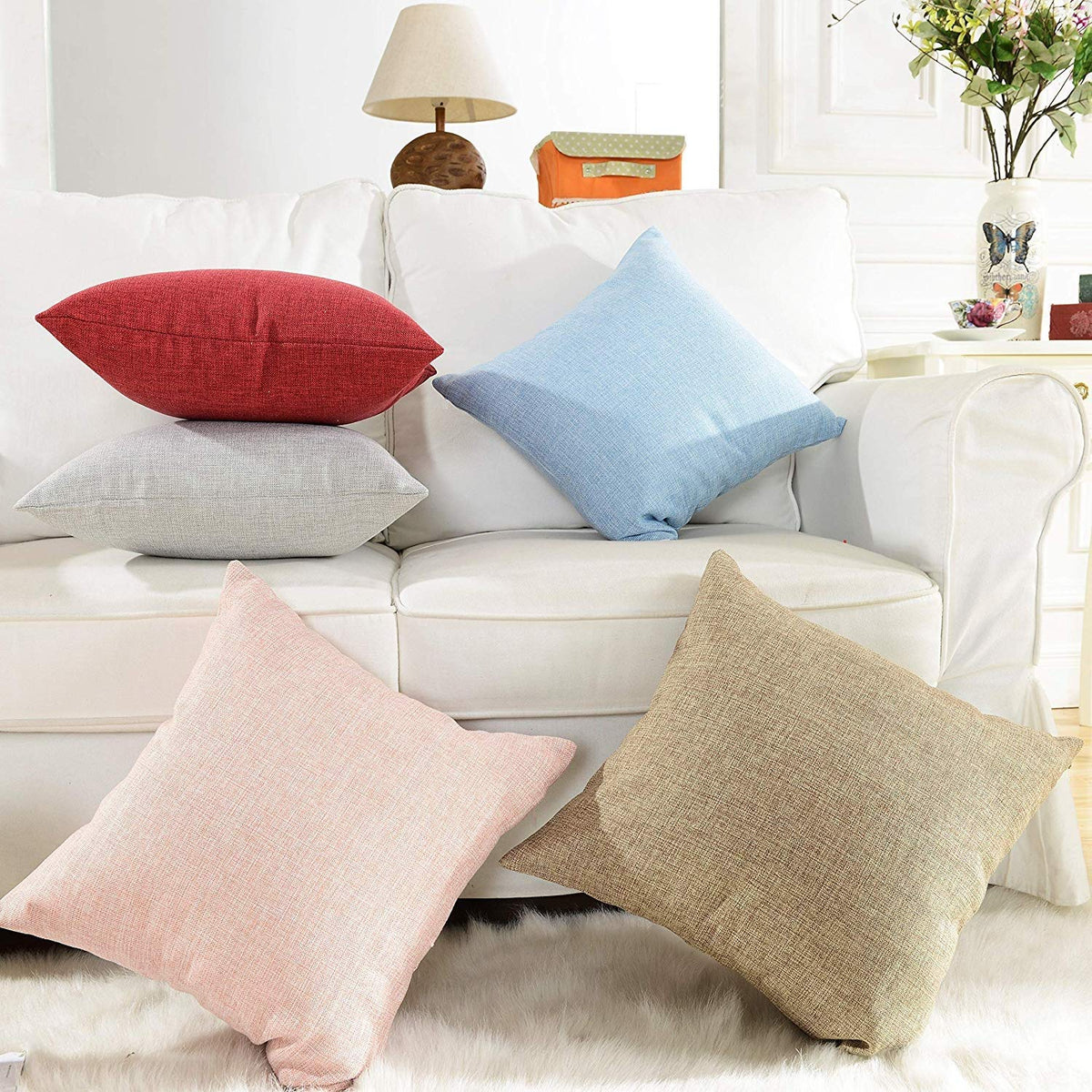Khooti Jute Cushion Cover | 30x30 Inch | Natural Linen | Set of 1 | Throw Pillow Cover for Couches, Chairs, Sofas, Beds, Coffee Tables, Living Rooms, Bedrooms, Modern Boho Design