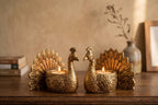 Kridaykraft Aluminum Peacock Pair Tealight Candle Holder Set | Gold Finish Traditional Decorative Showpiece for Home Decor, Diwali Diya, Living Room, Table Centerpiece & Festive Gifting (Set of 2)