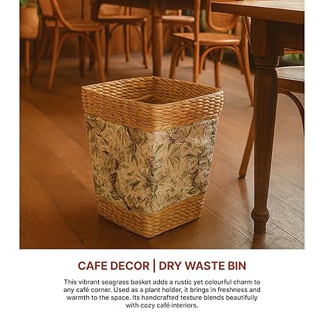 Seagrass Waste Bin Basket for Home, Kitchen, and Dry Waste