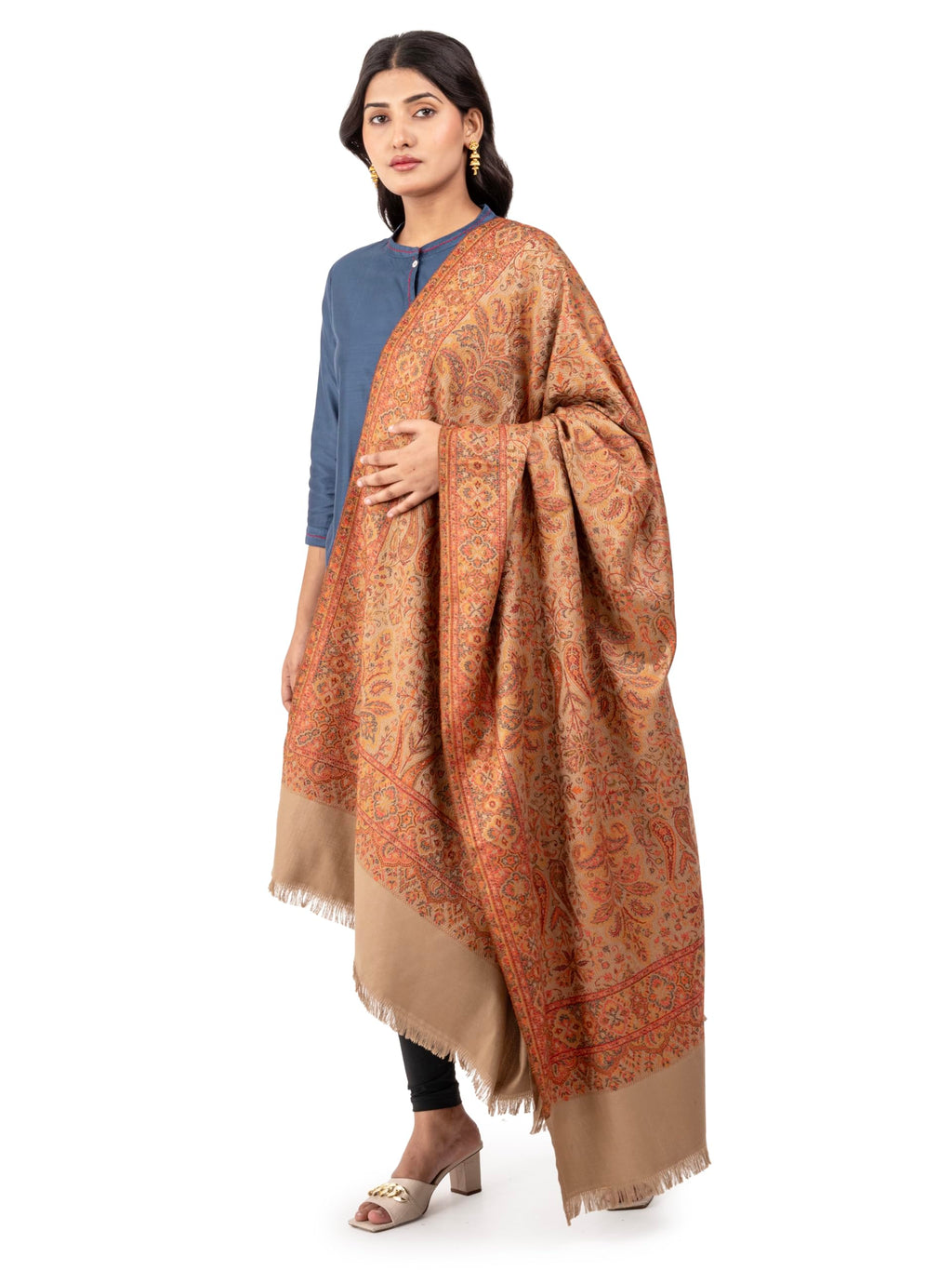 Naureen Women Faux Pashmina Kashmiri Jamawar Shawl, Warm and Soft, 40x80 inch