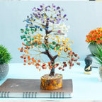Improvhome Money Tree - Healing Crystals - Small Show Pieces for Shelves - Decorative Tree - 7 Chakra Tree - Desktop Decoration Items - Spiritual Gifts (150 Beads)