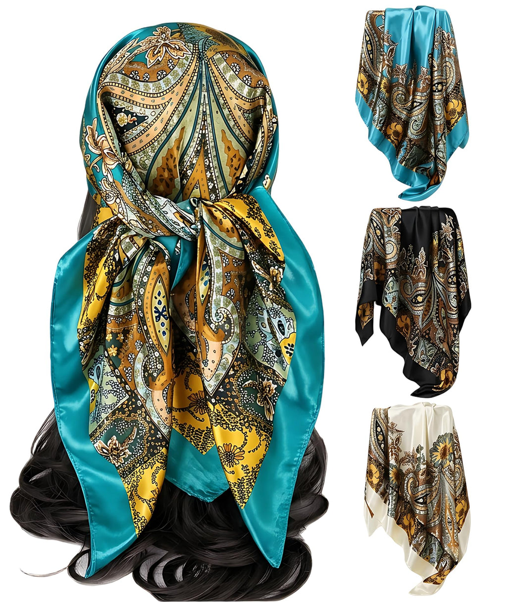 ELESUNCDOU 3-Piece Scarf for Women Stylish, Set of Bandana Scarves and Head Scarves, Versatile Accessory for Daily Fashion and Outdoor Activities, Elegant Hair Protection and Style Enhancement