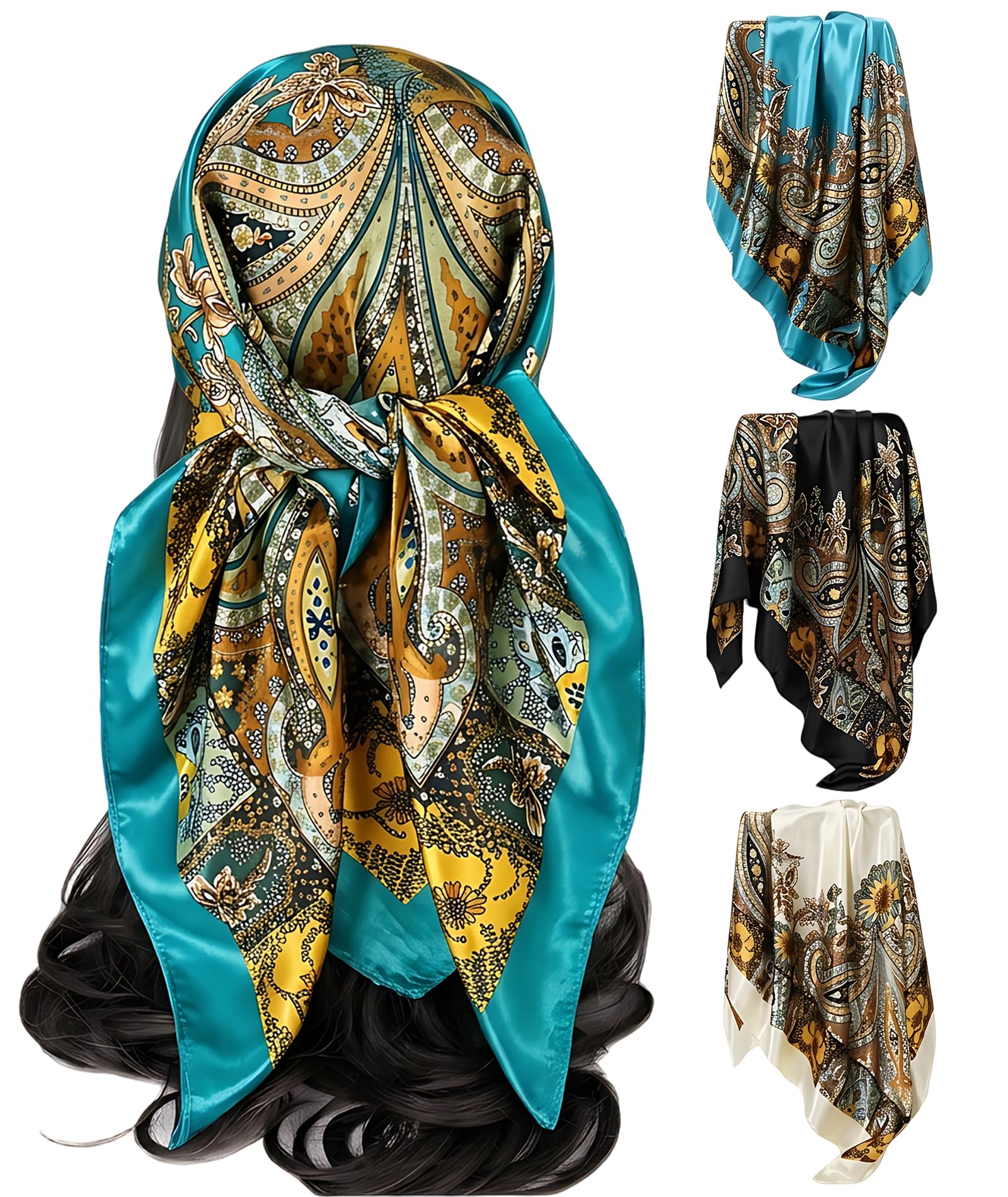 ELESUNCDOU 3-Piece Scarf for Women Stylish, Set of Bandana Scarves and Head Scarves, Versatile Accessory for Daily Fashion and Outdoor Activities, Elegant Hair Protection and Style Enhancement