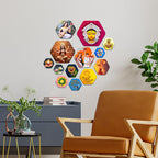 Artvibes Hindu Goddess Hexagon Shape MDF Wooden Wall Decor Items | Spiritual Decor Items | Wall Sculpture | Signs & Plaques | Painting| Stylish Modern Decor Item | Gift Items (WPS_226N), Set of 13