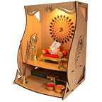 11 Strokes Divya Wooden Pooja Mandir for Home Big Size - Large Foldable Wall Mount Devghar Singhasan for God - Modern Wooden Temple, Big Home Mandir