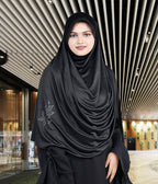 Mehar Hijab's Glamour in Modesty Fazluna Sigle side Frill Hijab XL (XXL, BLACK)