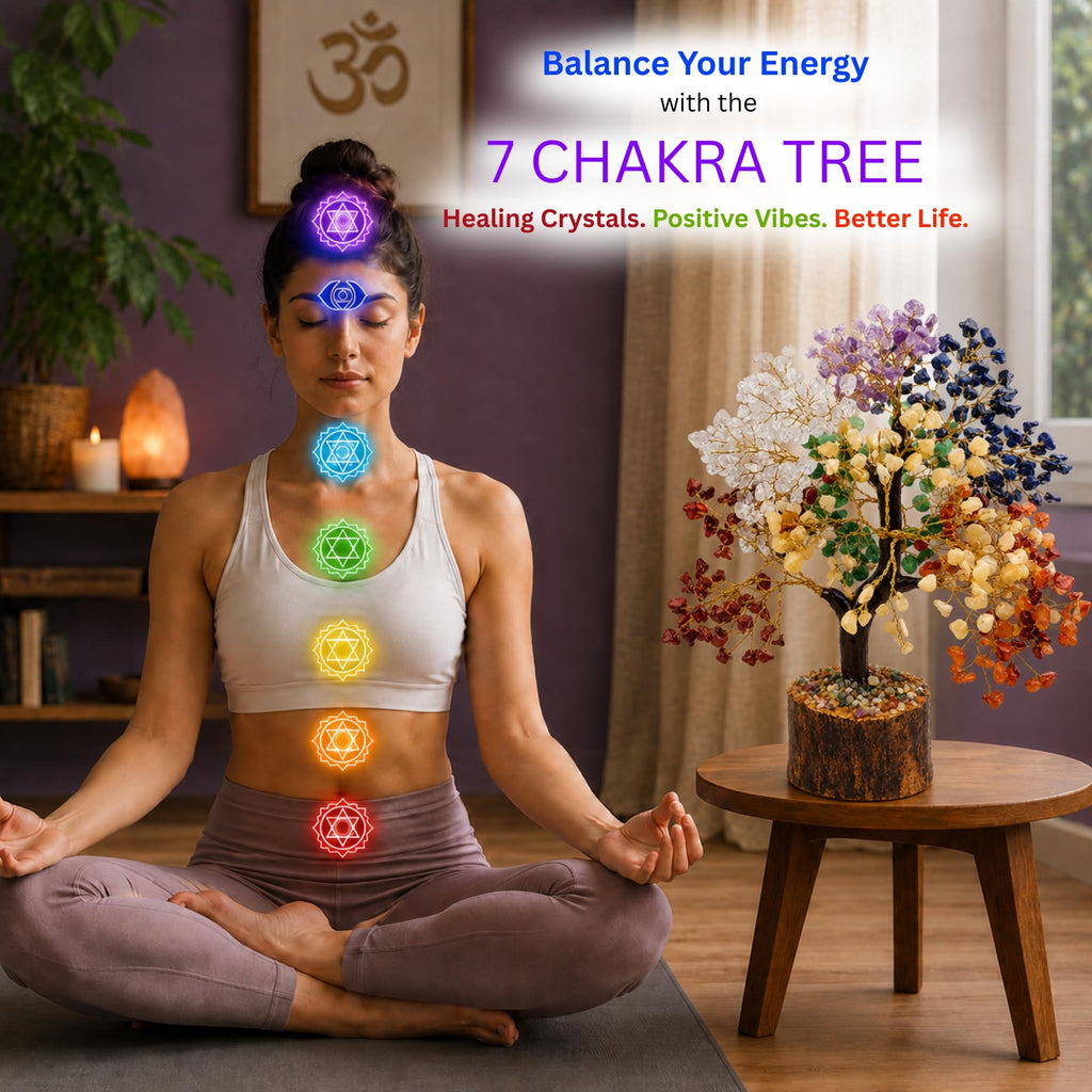 Vastu Items | 7 Chakra Crystal Tree | 500 Multistone Beads | Positive Energy Items for Home | Feng Shui Items for Good Luck | Spiritual Gifts for Mom, Dad, Men and Women