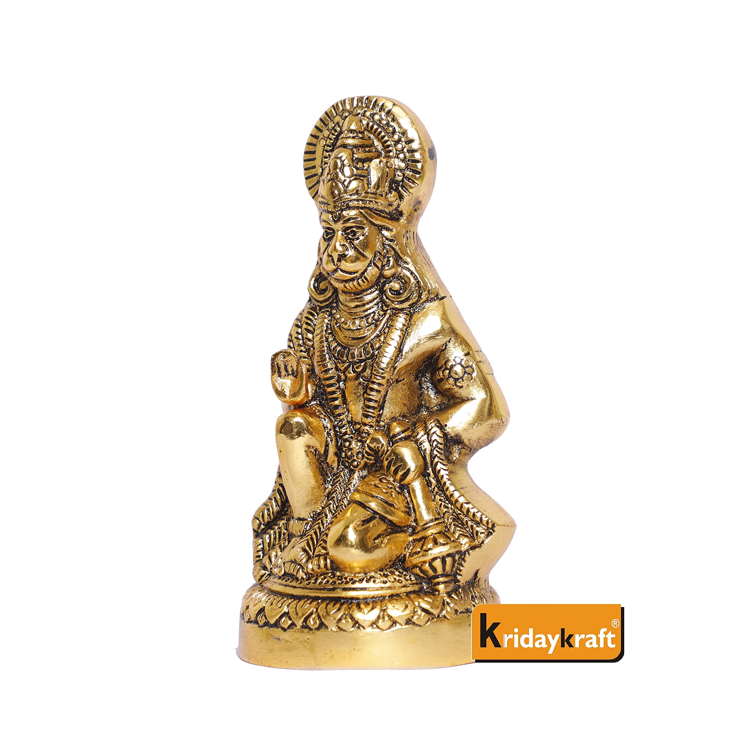 KridayKraft Hanuman ji Metal Statue,Bajrangbali Murti for Pooja & Decor Your Home,Office,Religious Idol Statue Gift Purpose,Table Showpiece Figurines,Pack of 1 Hanuman Ji Murti for Car Dashboard...