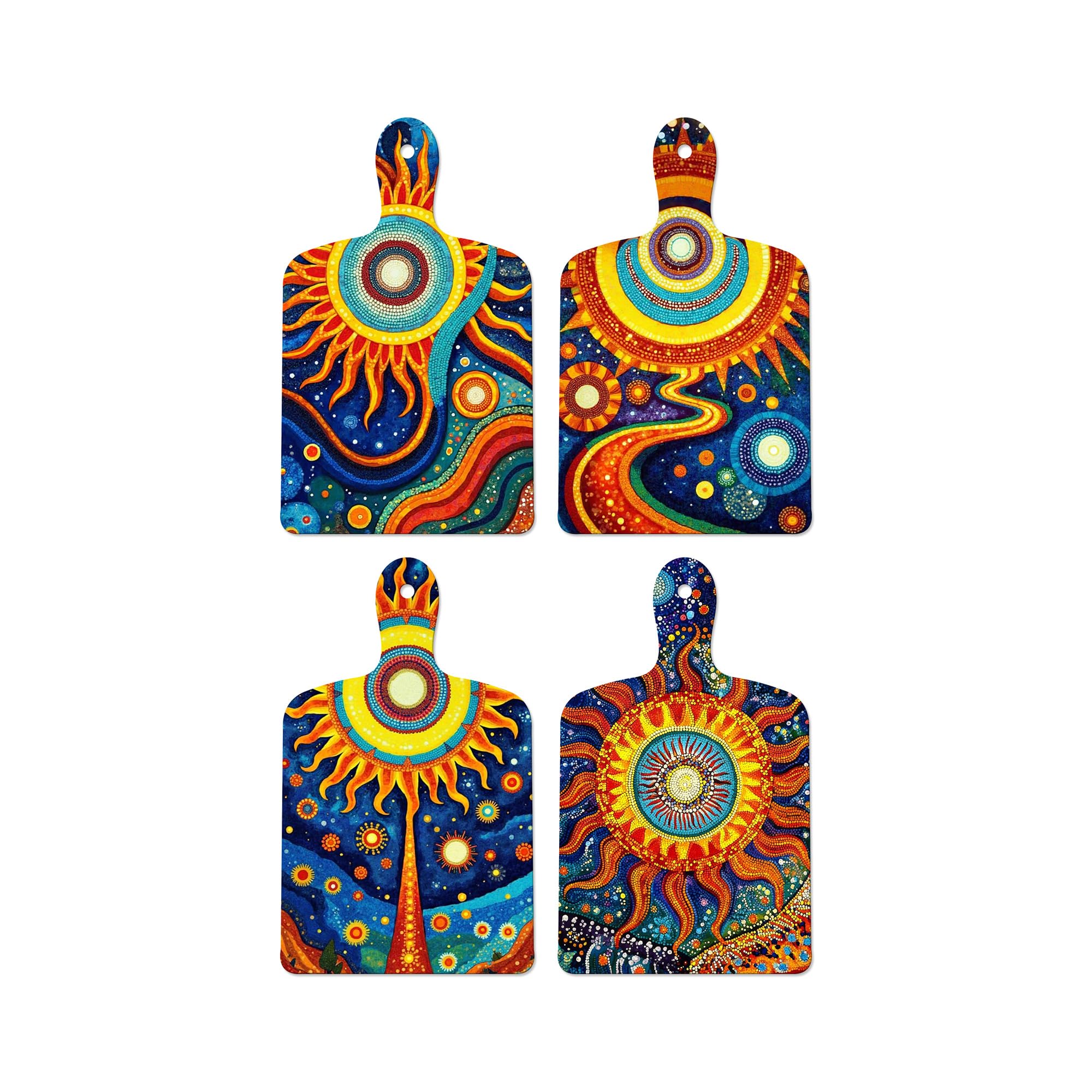 Artvibes Cosmic Sun & Galaxy Art Decorative Wall Art MDF Wooden Wall Hanger for Living Room | Festive Decor Art | Wall Sculpture | Scenery | Aesthetic Wooden Decor | Ideal Gifts (WH_5657N), Set of 4