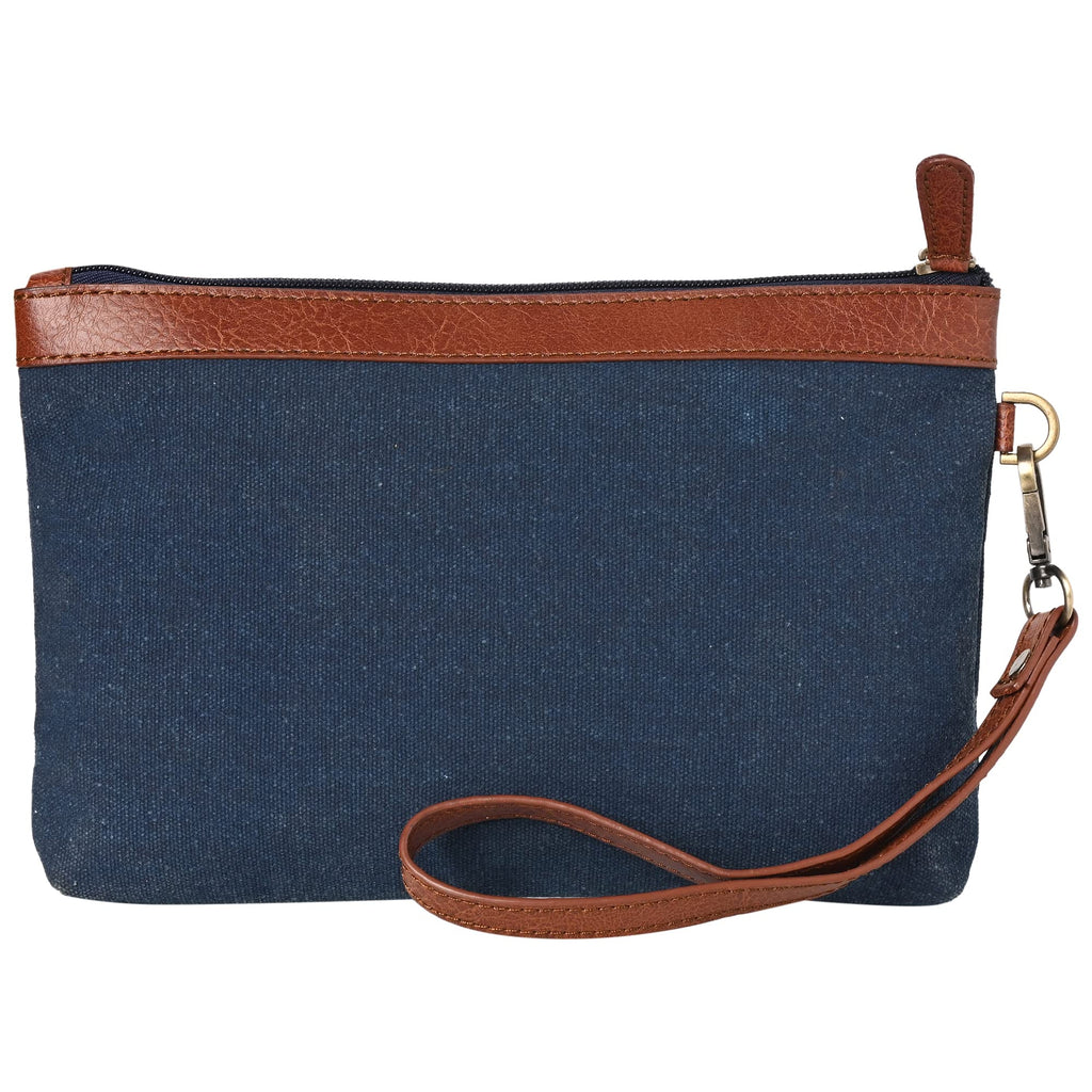 Mona B Canvas Tote Handbag for Women with Pouch perfect for Travel, College and office Use - Navy