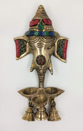 ARTVARKO™ Brass Ganesha Wall Hanging Diya with Bells Puja Idol Oil Lamp 9.5 Inch Antique Style Ganesh Home Décor Deepak for Mandir Temple Gift