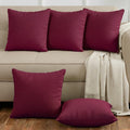 Yellow Weaves Cotton Canvas Decorative Cushion Covers, (24 X 24 Inches), Set of 5, Maroon