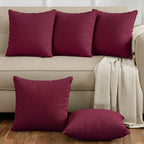 Yellow Weaves Cotton Canvas Decorative Cushion Covers, (16 X 16 Inches), Set of 5, Maroon