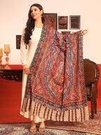 Pashmoda Women Rangrez Rangkalam 100% Pure Wool Fabric Kalamkari Embroidered Shawl (Size: 40x80in, 101x203cm) KAS23
