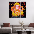 VIBECRAFTS 3 Pieces Ganesha Ji Canvas Wall Painting Fitted With Wooden Frame For Home | Office | Living Room | Gifts (PTVC3Pcs1_9569)