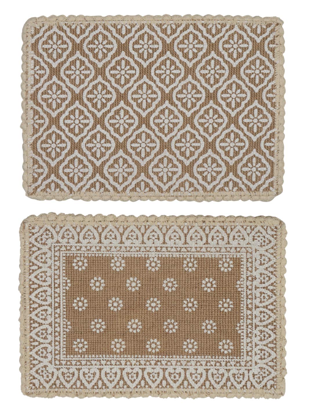 SARAL HOME EASY LIVING Decorative Jute Printed Rectangular Table Placemat (33x45 Cms, Beige) -Pack of 2 Kafalo