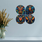 Artvibes Traditional Animal Decorative MDF Wooden Wall Art for Home | Living Room | Office | Wall Art Painting For Hall | Graphic Artwork | Aesthetic Wooden Decor | Ideal Gifts (WH_8468N), Set of 4