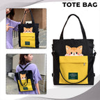Kraptick Tote Bags – Stylish Shoulder Tote Bag for Everyday Use For Women Compact Reusable Perfect as a Grocery Tote Bag, Shopping Bags for Grocery (Lazy Cat Black)