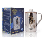 Indian Art Villa Steel Copper Floral Design Jug Pitcher with Lid, Storage & Serving Water, Beneficial for Health, Volume-2000 ML