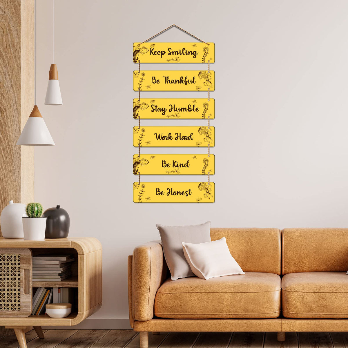 Artvibes Keep Smiling Be Positive Printed Wooden Wall Hanging For Home Decor | Office | Quotes Decor Item | Livng Room | Wall Poster | Inspirational Quotes | Art Print | Unique Gift Items (WH_3241N)
