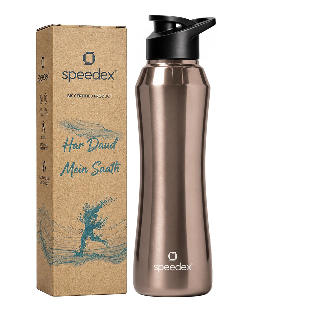 Speedex Stainless Steel Water Bottle 1 Ltr, 1000 ml Metal Bottle For Daily, Office, School, Gym, Travel Use for Men, Women, Kids, Adults-Leak Proof Sipper Cap, BIS Approved, Copper Gold, Set of 1