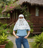 7 season's Rayon Scarf Cum Mask Universal Size/Usable for vehicle Driver for sunlight UV protection/White Printed Design size 32x38 inches (Cap_ABCD)