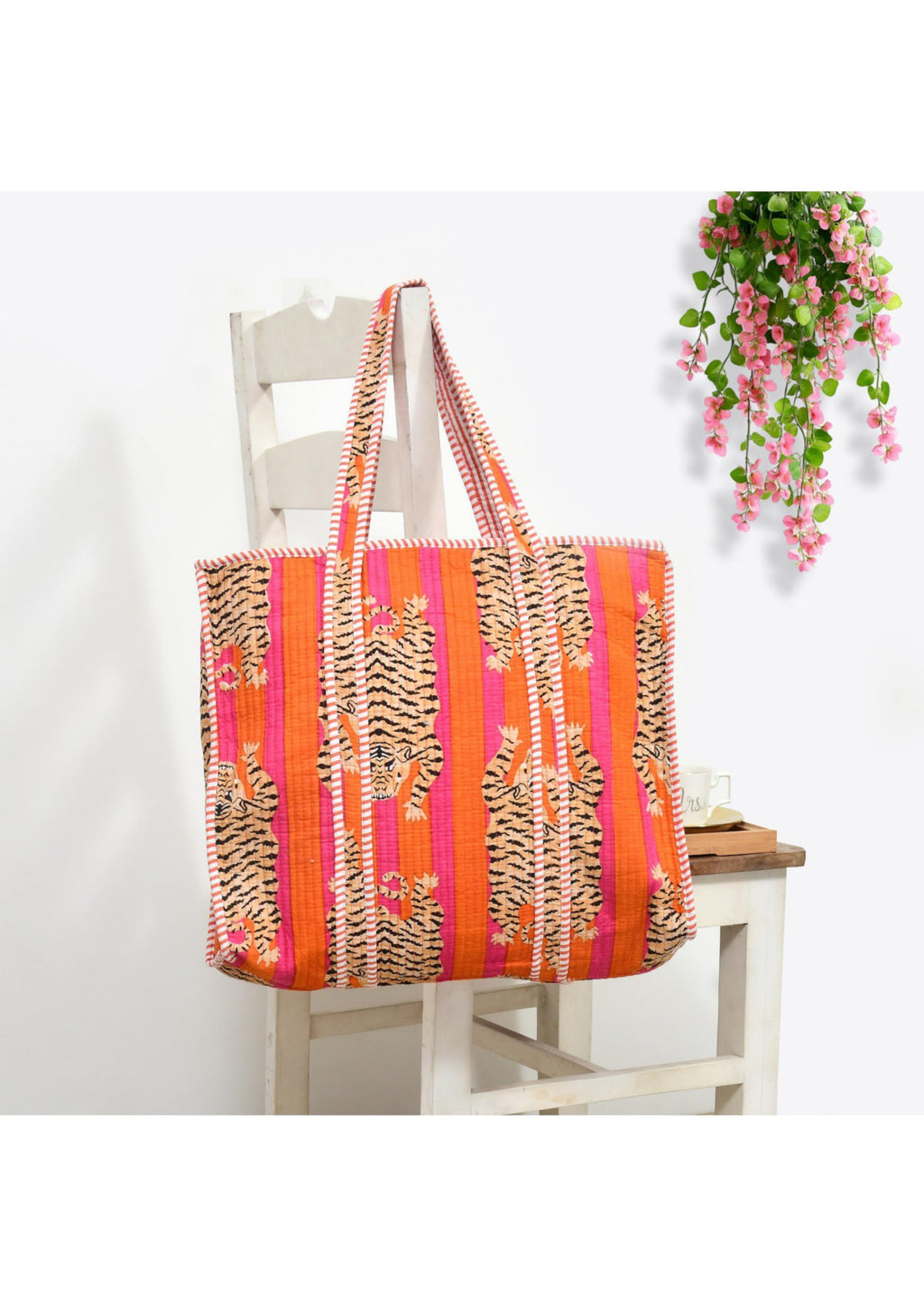Yda fashion Quilted Cotton Tote Bag – Reusable Large Shopping Bag for Women & Men, Lightweight Eco-Friendly Grocery Tote with Printed Design, Shoulder Bag for Travel, Beach & Daily Use