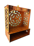Beautiful Wooden Pooja Mandir for Home & Office | Wall-Mounted Temple with LED Spot Light & Storage | Handcrafted Art & Craft Pooja Stand | Elegant Puja Mandap for Home Temple (23D x 40W x 46H cm)