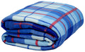 Goyal's Modern Check All Season Polar Fleece Double Bed Blanket, 90x90 Inches - Blue Kafalo