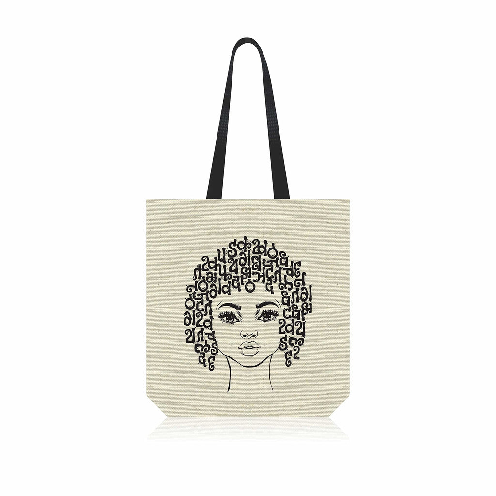 AKSHARYOGI Typography Girl Art Canvas Tote Shoulder Bag | 100% Organic & Eco-Friendly Cotton Shopping/Grocery Bag | 15x14In Canvas Bag with 15kg Capacity | Reusable ToteBag for Women & Girl in White