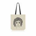 AKSHARYOGI Typography Girl Art Canvas Tote Shoulder Bag | 100% Organic & Eco-Friendly Cotton Shopping/Grocery Bag | 15x14In Canvas Bag with 15kg Capacity | Reusable ToteBag for Women & Girl in White