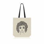 AKSHARYOGI Typography Girl Art Canvas Tote Shoulder Bag | 100% Organic & Eco-Friendly Cotton Shopping/Grocery Bag | 15x14In Canvas Bag with 15kg Capacity | Reusable ToteBag for Women & Girl in White