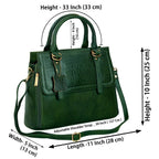 RICHSIGN LEATHER ACCESSORIES Full-Grain Natural Leather Top-Handle satchel Tote Ladies Handbags & Shoulder Sling Bags For Women Office Branded Stylish Latest Size-L-11 X H-10 x W- 5 In (GREEN DARK)