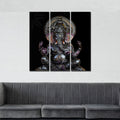 VIBECRAFTS 3 Pieces Sculpture Shree Ganesha Canvas Wall Painting Fitted With Wooden Frame For Home | Office | Living Room | Gifts (PTVC3Pcs1_9566)