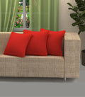 Yellow Weaves Cotton 250 TC Canvas Decorative Cushion Covers, (24 X 24 Inches), Set Of 3, Red