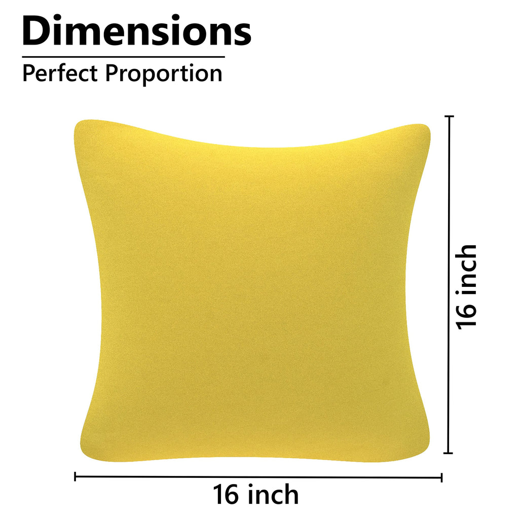 Yellow Weaves Cotton 250 TC Canvas Decorative Cushion Covers, (16 X 16 Inches), Set Of 2 - Yellow