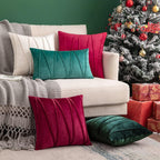 Khooti Velvet Striped Cushion Cover Pack of 1-20 x 20 / 51 x 51 cm | Army Green | Soft Pillow Covers Cushion Case for Sofa Bedroom Livingroom Chair Car, Cushion Cover with Zig Zag Pattern