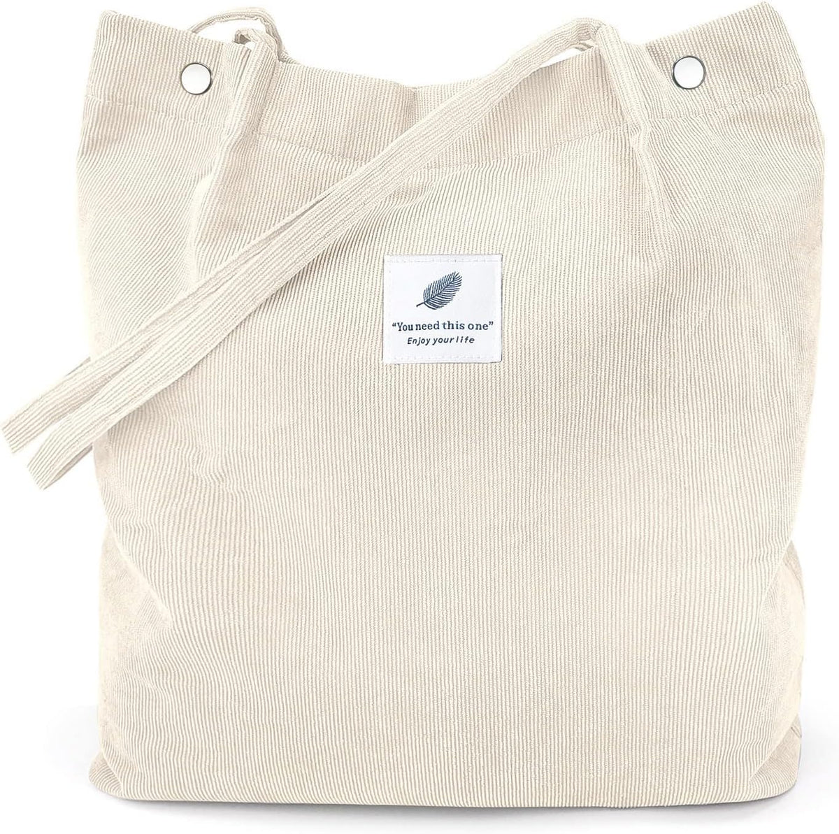 Street27 Womens Korean Canvas Corduroy Tote Bag Casual Work Shoulder Handbags|Multi-Purpose Bag |Sturdy Canvas Bag With Large Capacity|Shopping Bag For Office, College & Daily Use (Beige)