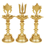 Artvarko Brass Traditional Large Diya Shankh Chakra Namah Tirupati Balaji Shankha Tilak Padma Padmanabha Swami Vishnu Symbol Oil Lamp for Pooja Gift Decoration Showpiece 11 Inch