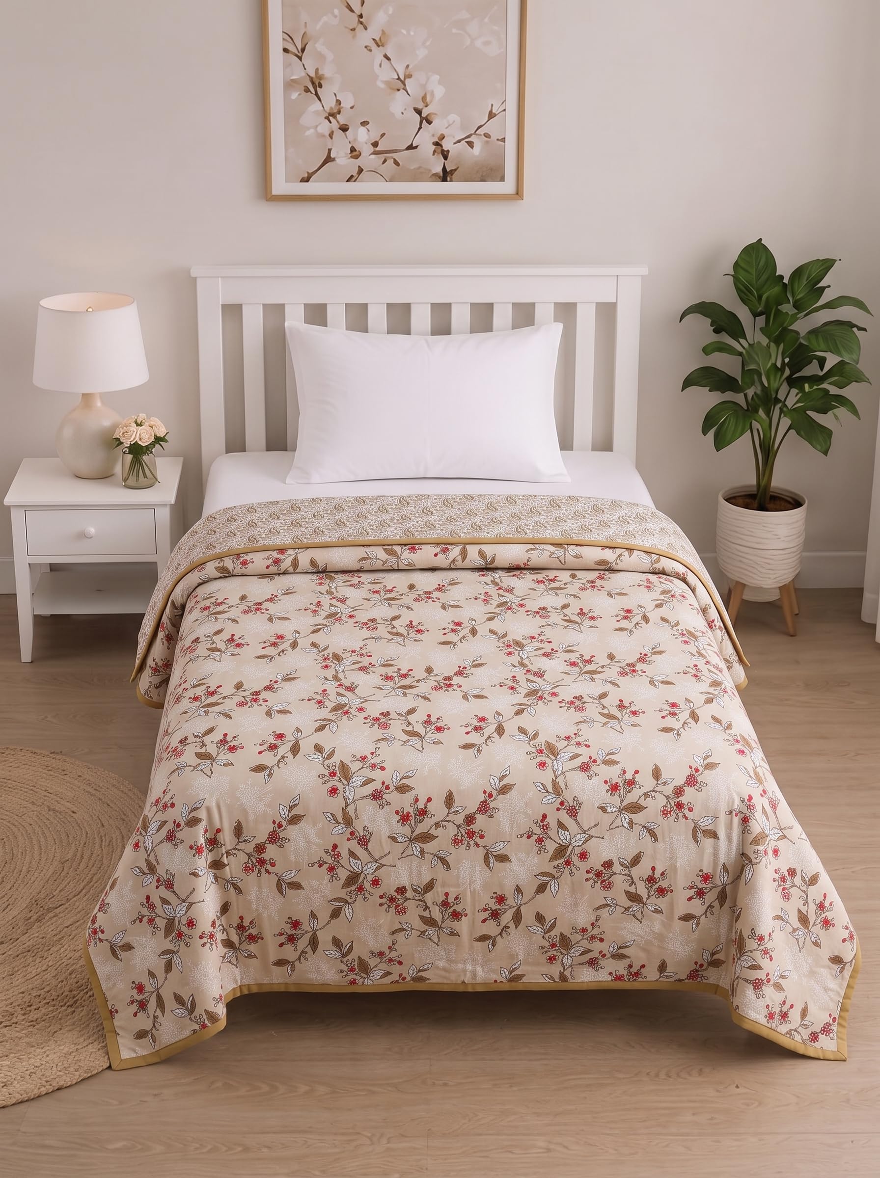 Mafatlal Sparsh Dohar Single Bed, 150 GSM Pure Cotton Malmal, Reversible AC Blanket, Soft & Breathable Cotton Blanket for Summer, Monsoon & Winter, 152 x 228 cm, Kafalo