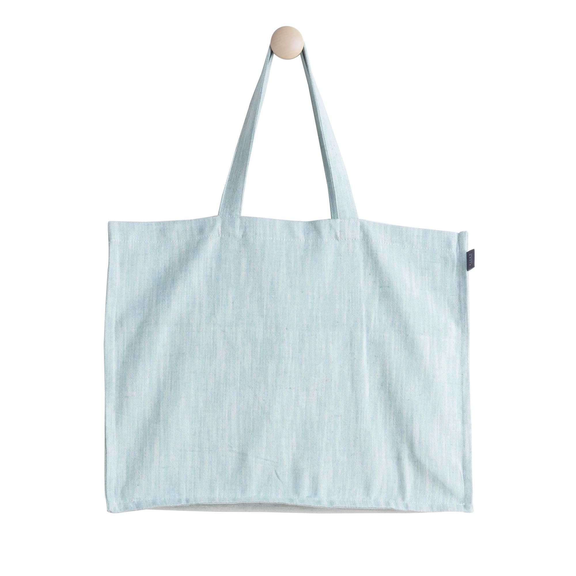 KITES CREATIONS 100% Cotton Shopping Bag, Stylish & Shoulder Tote with Inner Pocket, Perfect for Grocery, Travel, Shopping, Chambray Slub (14”x17.5”x5.5”), Set of 10 - Celadon Green