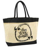 Earthbags Reusable and eco-Friendly Bag Made of Jute and Cotton Typography Printed Carrybag with Strong Cotton Padded Handles(15x19x6 Inch)