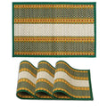 HOKIPO River Grass Heat Resistant Handcrafted Madurkathi Table Mats for Dining Table, Green, 12x18 Inches - Set of 4 (GR-IN75) Kafalo